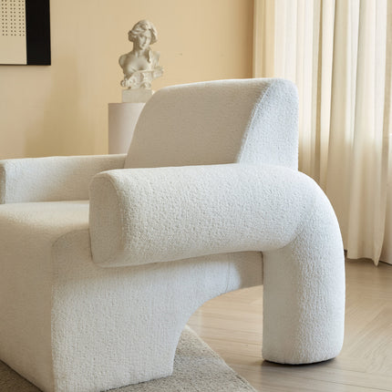 Modern Artistic Single Sofa Chair – White Sherpa Fabric, Creative Shape for Living Room & Leisure Area AF-SF020WE
