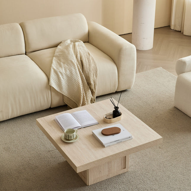 Square Travertine-Top Coffee Table AF-CT004