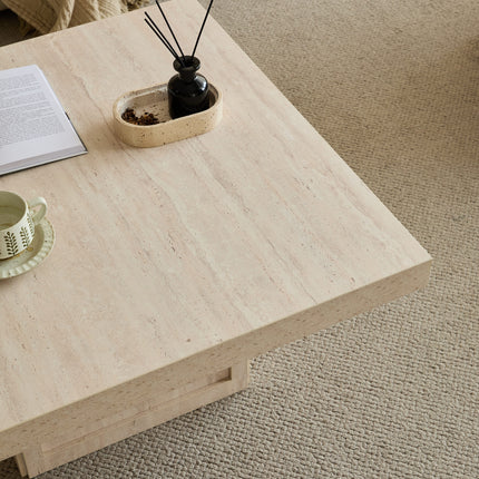 Square Travertine-Top Coffee Table AF-CT004