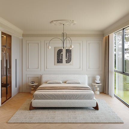 Boucle Fabric Minimalist King/Queen Size Bed AF-B2405