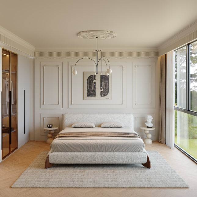 Boucle Fabric Minimalist King/Queen Size Bed AF-B2405
