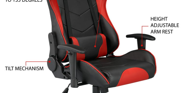GAMING DESK & CHAIR SET, BLACK/RED
