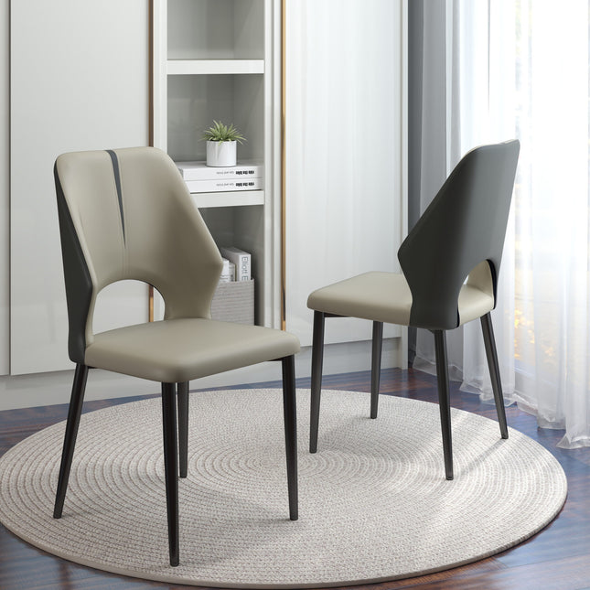 Modern Contrast Color Hollow Back Dining Chair Set of 2 MH-DC3GY