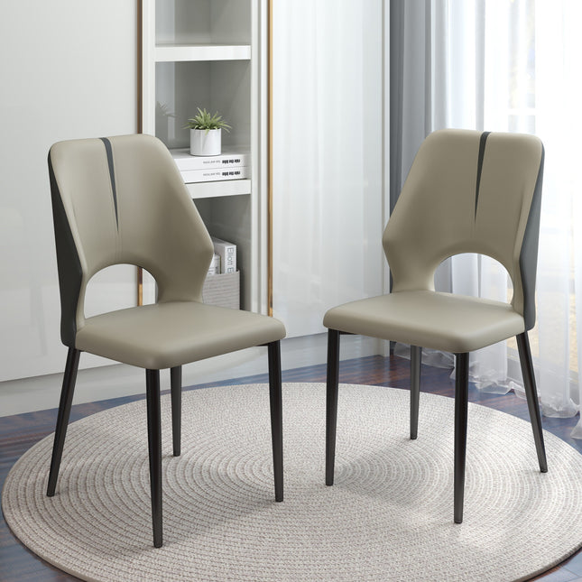 Modern Contrast Color Hollow Back Dining Chair Set of 2 MH-DC3GY