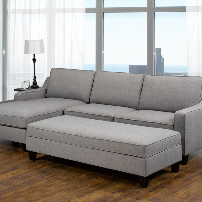 Grey Sectional with Ottoman 17601