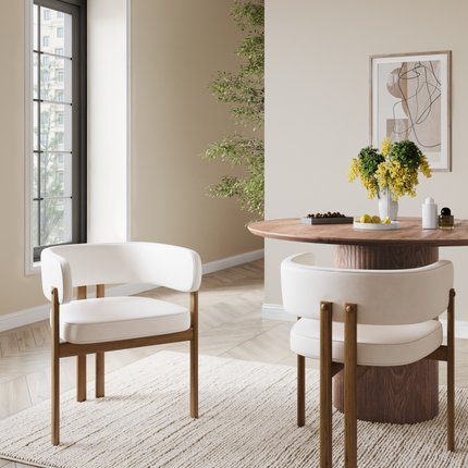 Caliste DINING CHAIR, SET OF 2 - CREAM/WALNUT