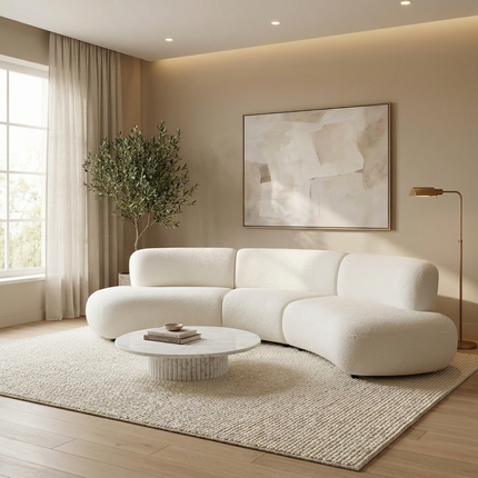 Curved Modular Sofa with Textured Fabric – Modern Minimalist Sectional AF-SF034WE