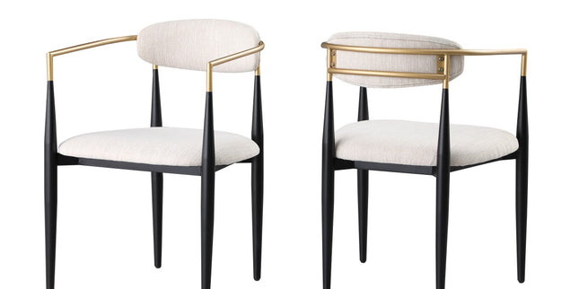 51329 Mykos Dining chair Set of 2 Beige and Gold