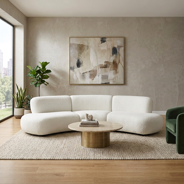 Curved Modular Sofa with Textured Fabric – Modern Minimalist Sectional AF-SF034WE