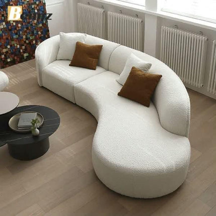 Contemporary Curved Couch in Sherpa Cover AF-SF008BE