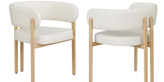 Caliste DINING CHAIR, SET OF 2 - CREAM/WALNUT