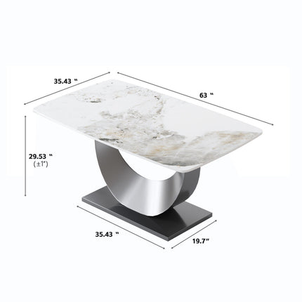 Light Luxury Sintered Stone Dining Table with Stainless Steel Base, Dining Table DT16