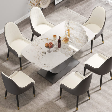 Light Luxury Sintered Stone Dining Table with Stainless Steel Base, Dining Table DT16