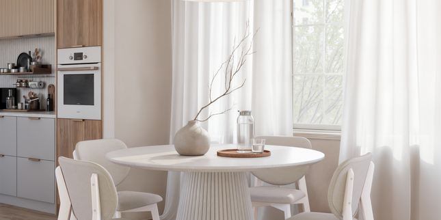 AKIRA SOLID WOOD DINING TABLE - WHITE WASH