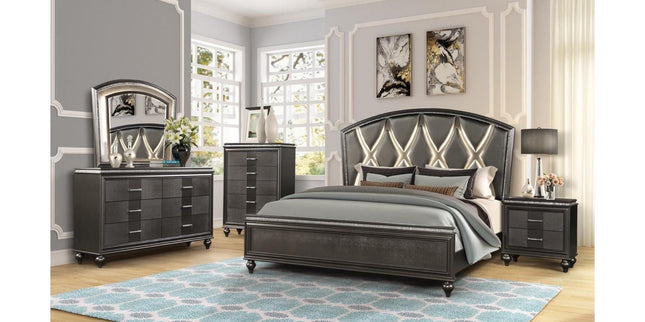 1141 Ginger King Bedroom Set in Gun-Metal