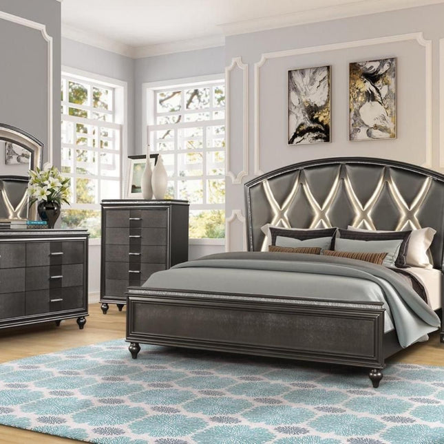 1141 Ginger King Bedroom Set in Gun-Metal