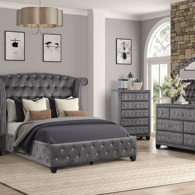 1181 Sophia King Bedroom Set in Grey