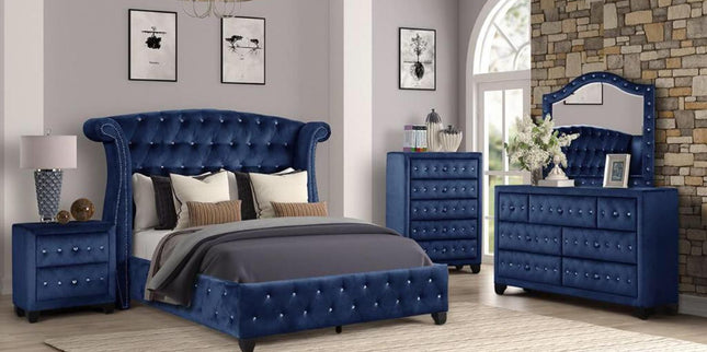 1181 Sophia King Bedroom Set in Navy Blue