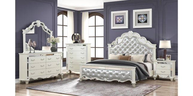 1381 Milan Queen Bedroom Set Milky White