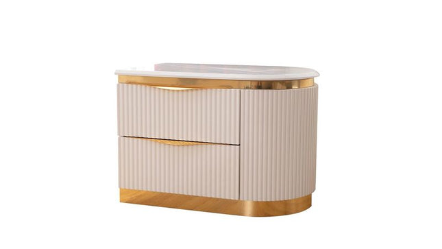 1401 Laura Left Nightstand in White & Gold