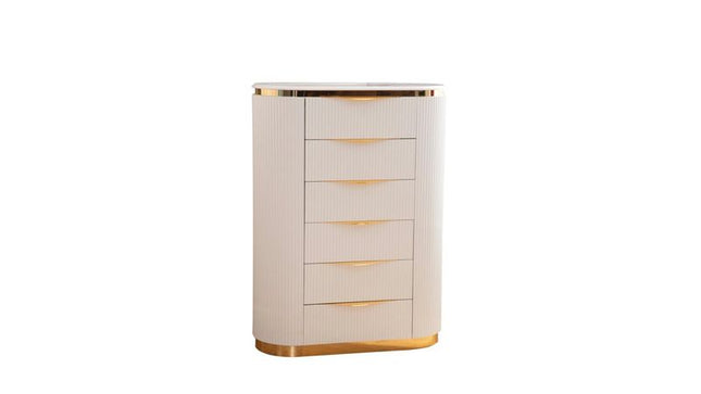 1401 Laura Chest in White & Gold
