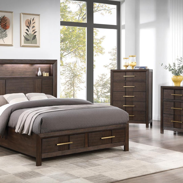 1441 Kenzo King Bedroom Set in Dark Walnut