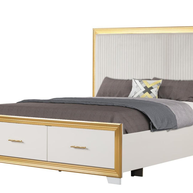 1581 Obsession King Bed in White & Gold