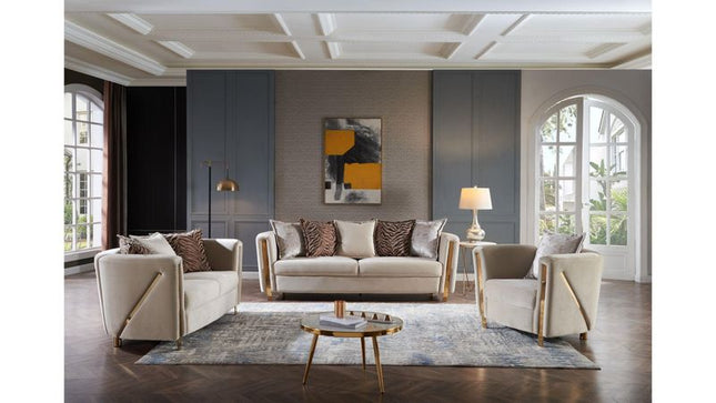 1725 Chanelle Living Room Set Cream