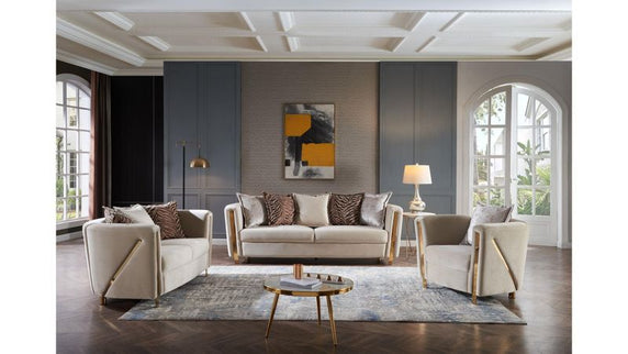 1725 Chanelle Living Room Set Cream