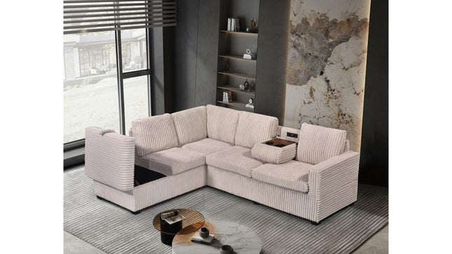 L3755 Snug Sectional Sofa Beige Fabric