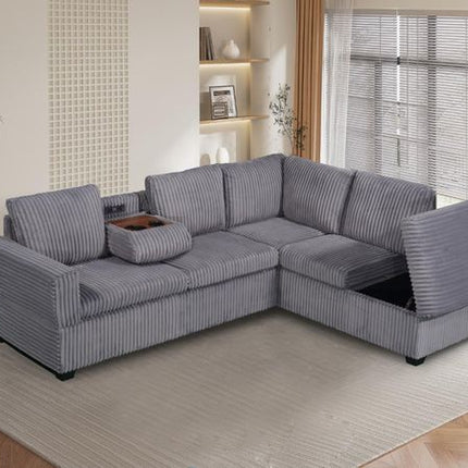 L3755 Snug Sectional Sofa Grey Fabric