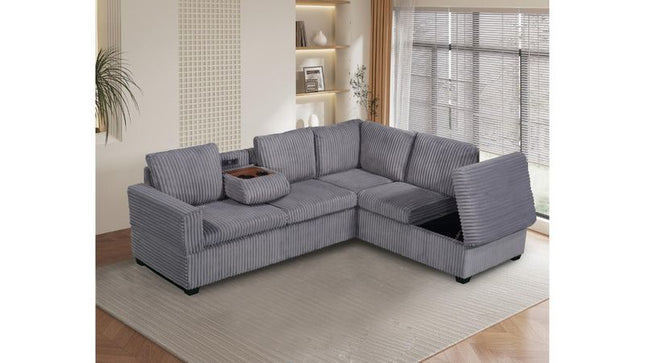 L3755 Snug Sectional Sofa Grey Fabric