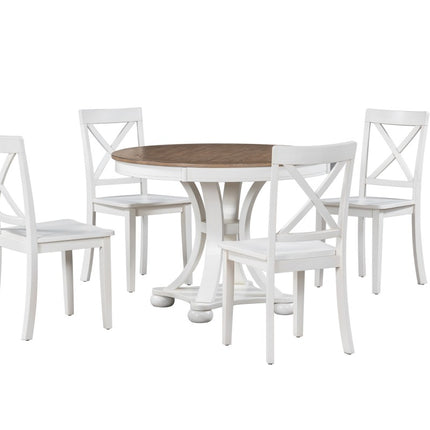 Paige 5 Piece Dining Set Natural Oak / Antique White