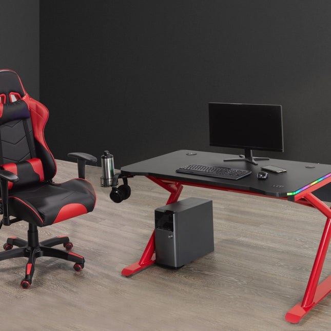 GAMING DESK & CHAIR SET, BLACK/RED