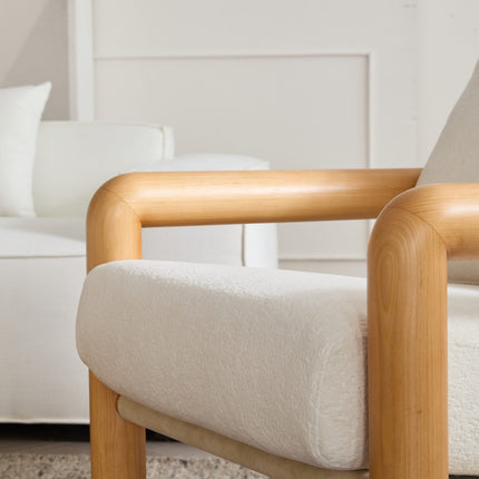 Modern Solid Wood Frame Single Sofa Chair – Sherpa Fabric, Minimalist Design for Living Room & Study AF-SF019WE