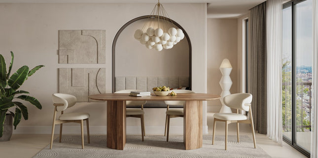 FRESNO SOLID WOOD DINING TABLE, LIGHT BROWN