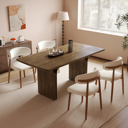 Light Luxury Modern Style Arched Table Legs Light Wood Dining Table AF-DT016