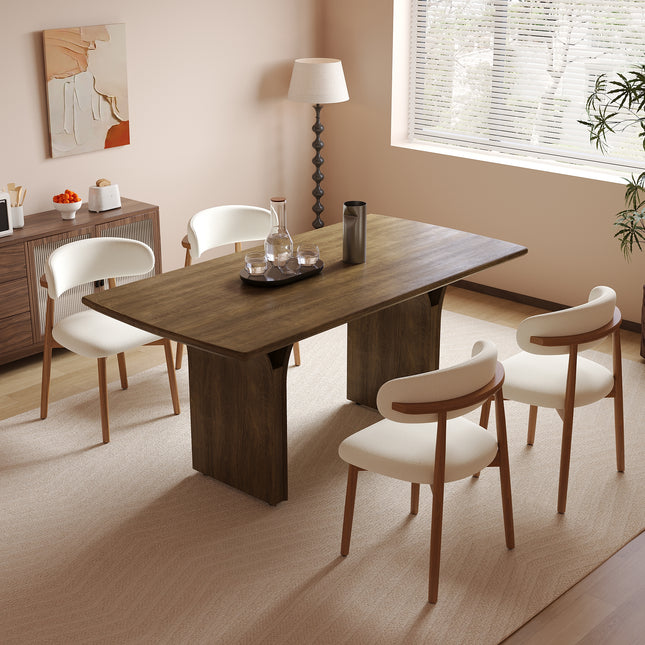 Light Luxury Modern Style Arched Table Legs Light Wood Dining Table AF-DT016