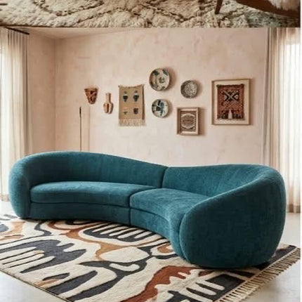 Contemporary Curved Couch in Sherpa Cover AF-SF008BE