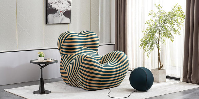 Modern Accent Chair with Ottoman Set, Comfy Lounge Chair with Footrest, Leisure Barrel Armchair,Mother's Arms Lazy Sofa Chair for Living Room, Bedroom, Reading Room