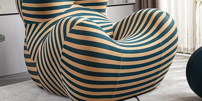 Modern Accent Chair with Ottoman Set, Comfy Lounge Chair with Footrest, Leisure Barrel Armchair,Mother's Arms Lazy Sofa Chair for Living Room, Bedroom, Reading Room