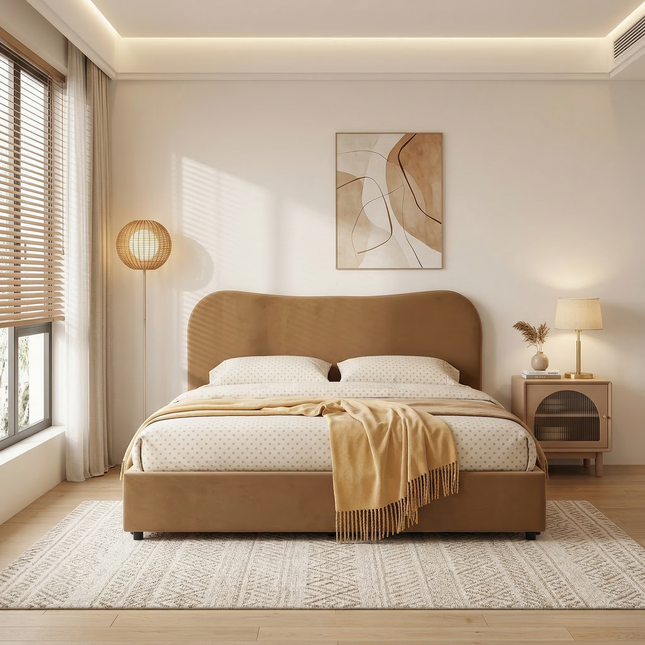 Wave-Shaped Upholstered Platform Bed AF-B2406