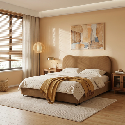 Wave-Shaped Upholstered Platform Bed AF-B2406