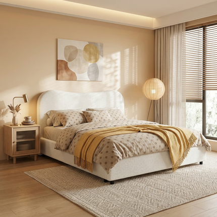Wave-Shaped Upholstered Platform Bed AF-B2406