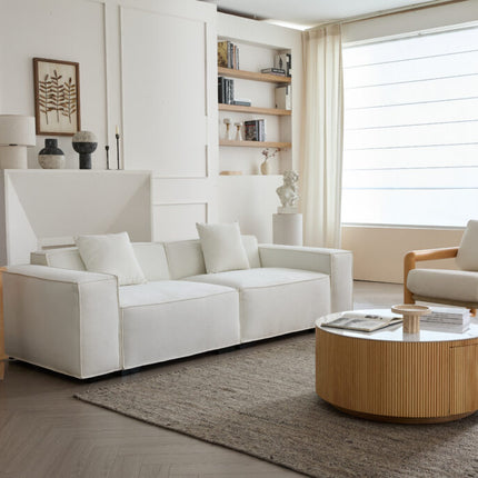 Sherpa Sofa Loveseat-Beige Fabric, Assembly free for Living Room & Leisure Area AF-SF013WE