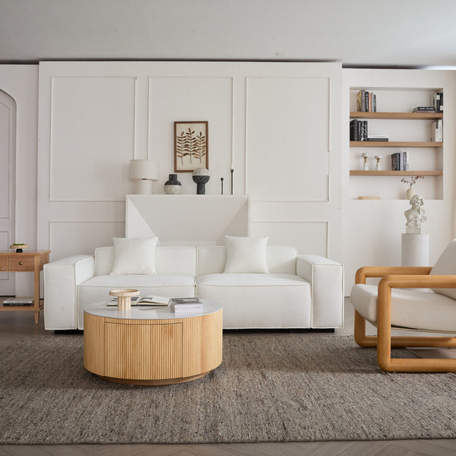 Sherpa Sofa Loveseat-Beige Fabric, Assembly free for Living Room & Leisure Area AF-SF013WE
