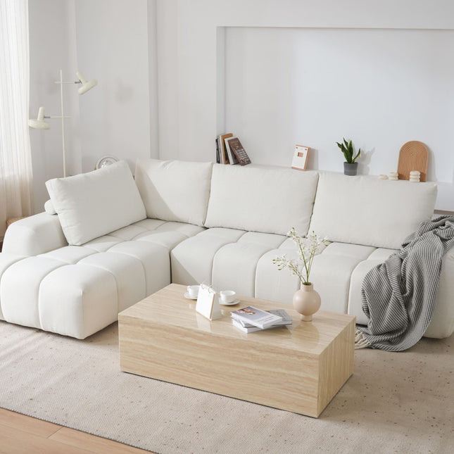 L-Shaped Sectional Sofa with Oversized Grid Cushions & Chaise AF-SF025WE