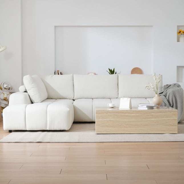 L-Shaped Sectional Sofa with Oversized Grid Cushions & Chaise AF-SF025WE