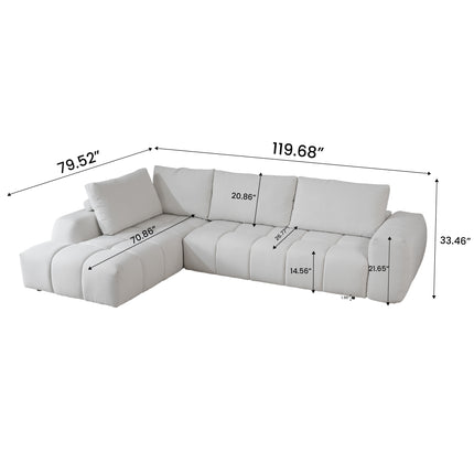 L-Shaped Sectional Sofa with Oversized Grid Cushions & Chaise AF-SF025WE