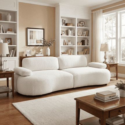 Bellagio Modular Boucle Curved Sofa with Adjustable Armrest & Backrest